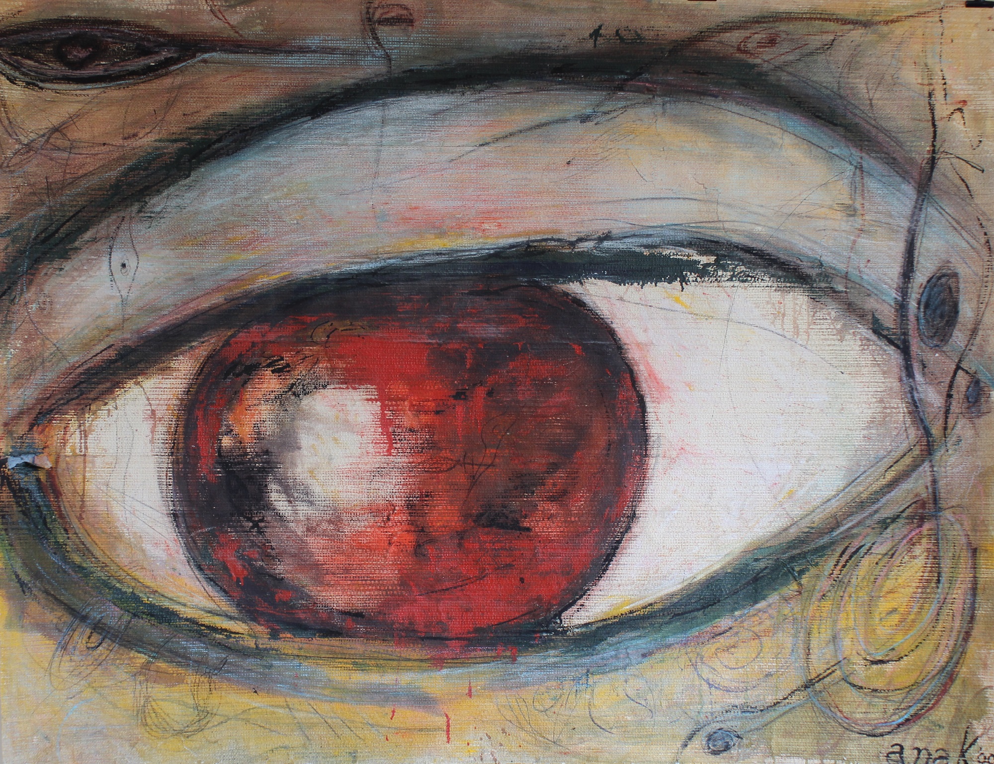 Eye, 130x169 cm, mix media on wallpaper cut-outs, 2000